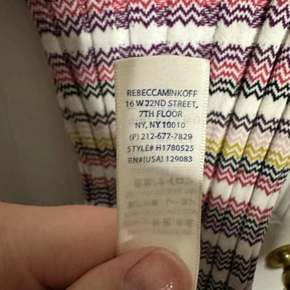 Rebecca Minkoff Multi Stripes Midi Dress Scoop Rib Knit Neck Size Medium - Picture 8 of 8